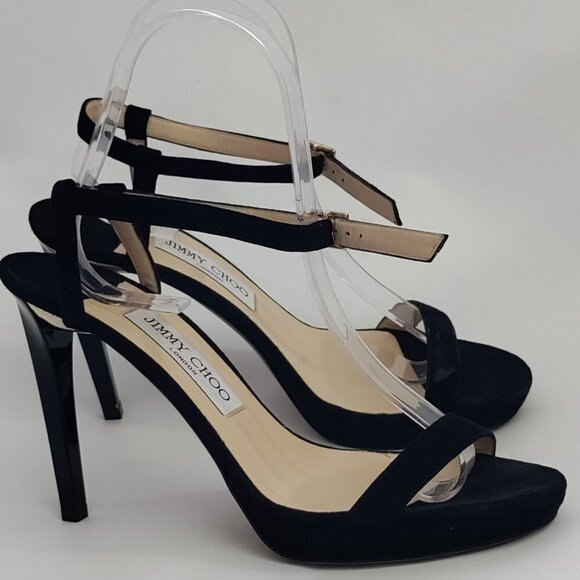Jimmy Choo Shoes - Jimmy Choo  Suede Open Toe Sandals Mirror Platform Size 38
